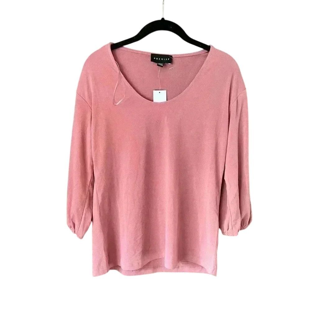 NWT Premise Pink Flowy Blouse Work, date night, blush pink,‎ swoop neck D22